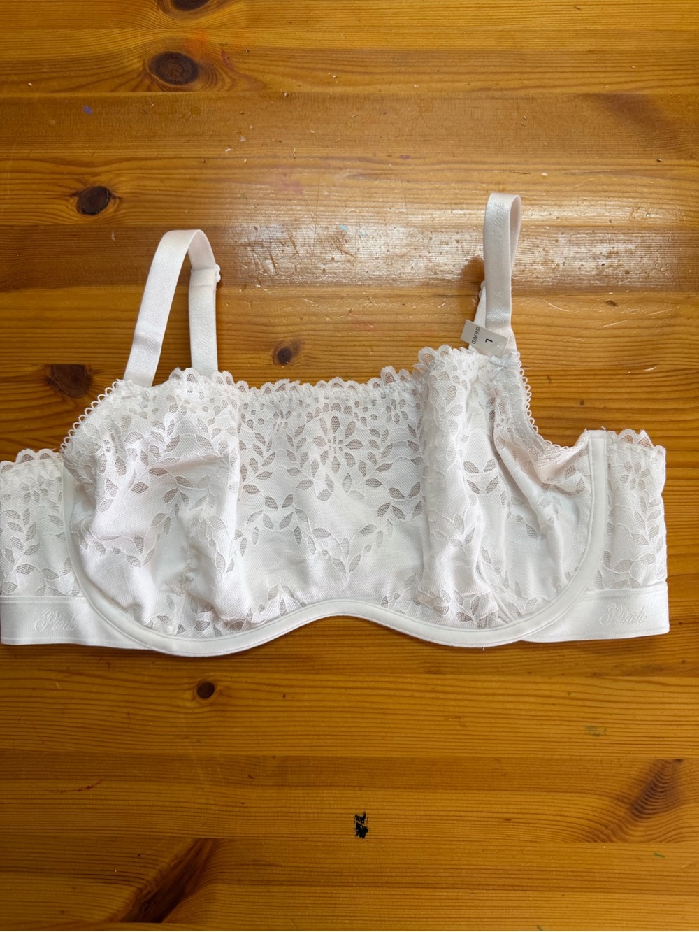 PINK VICTORIAS SECRET online monowire, white lace floral bra large NWT